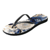 Tongs Sandales à fleurs bleu, blanc et or (Incliné)