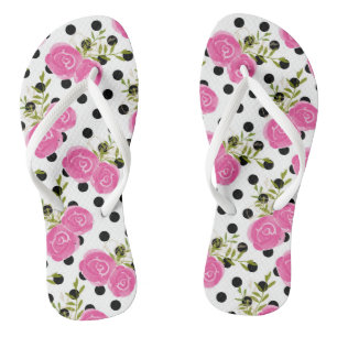 Tongs Sandales à fleurs roses à pois