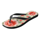 Tongs Sandales à fleurs rouges sur pois blancs et lime (Incliné)