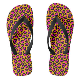 Tongs Sandales à imprimé guépard rose et orange