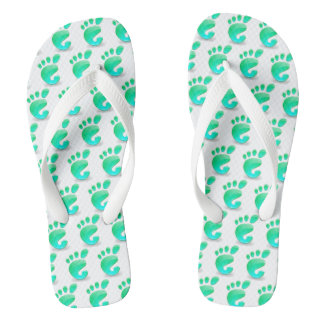 Tongs Sandales à motif d'empreintes vertes pour la plage