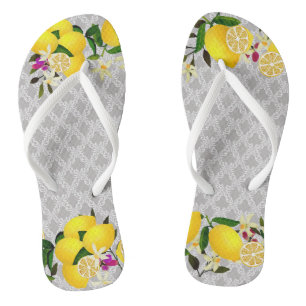 Tongs Sandales à motif jours citron gris