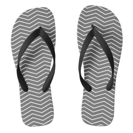 Tongs Sandales à motif ondulé zigzag gris blanc (Semelle)