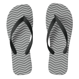 Tongs Sandales à motif zigzag blanc gris