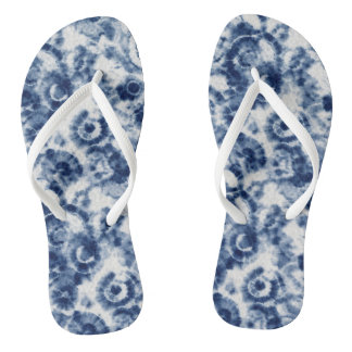 Tongs Sandales à tye-dye en spirale bleue