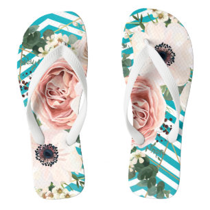 Tongs Sandales Flipflop personnalisées Rose géométrique 