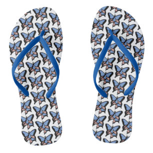 Tongs Sandales papillons bleus et roses