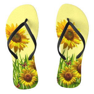 Tongs Sandales tournesol papillon jaune