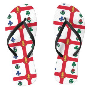 Tongs Sangles adultes minces avec drapeau de Montréal