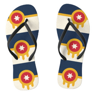 Tongs Sangles minces adultes avec drapeau de Tulsa, Okla