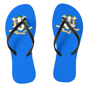 Tongs Sangles minces adultes avec drapeau du Connecticut