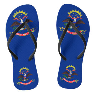 Tongs Sangles minces adultes avec drapeau du Dakota du N