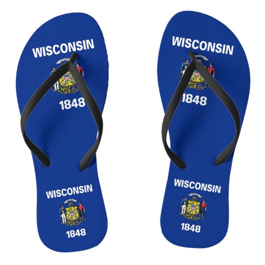 Tongs Sangles minces adultes avec drapeau du Wisconsin,  (Semelle)