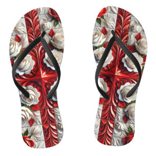 Tongs Sangles minces adultes avec Rose anglais