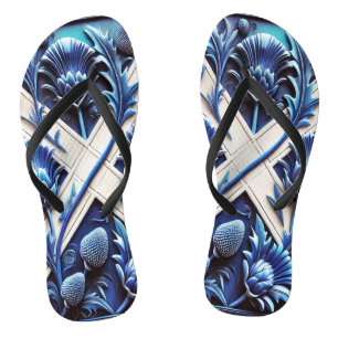Tongs Sangles minces pour adultes avec soie écossaise