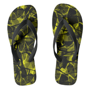 Tongs Sans joint liquide ondulé abstrait noir vert mode