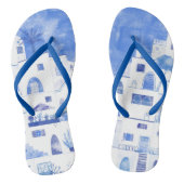 Tongs Santorin Grèce Aquarelle Bleu Blanc (Semelle)