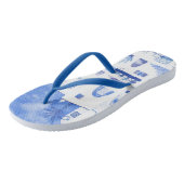 Tongs Santorin Grèce Aquarelle Bleu Blanc (Incliné)