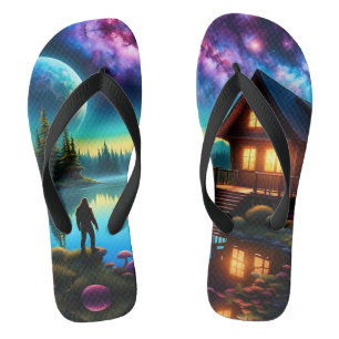 Tongs Sasquatch Regarder les nébuleuses sur une planète 