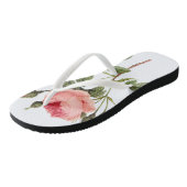 Tongs Savates blanches d'une rose dans chaque pied (Incliné)