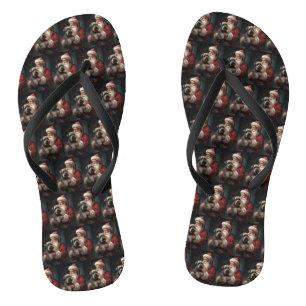 Tongs Schnauzer avec Noël Festif du Père Noël