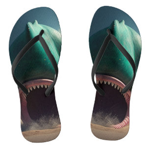 Tongs Sculpture de requin sur la plage