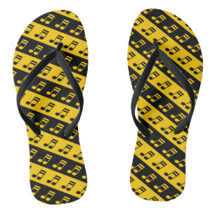 Tongs Seizième Motif de notes en noir et jaune