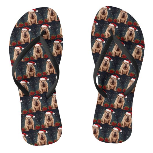 Tongs Shar Pei Chien dans Noël de neige (Semelle)