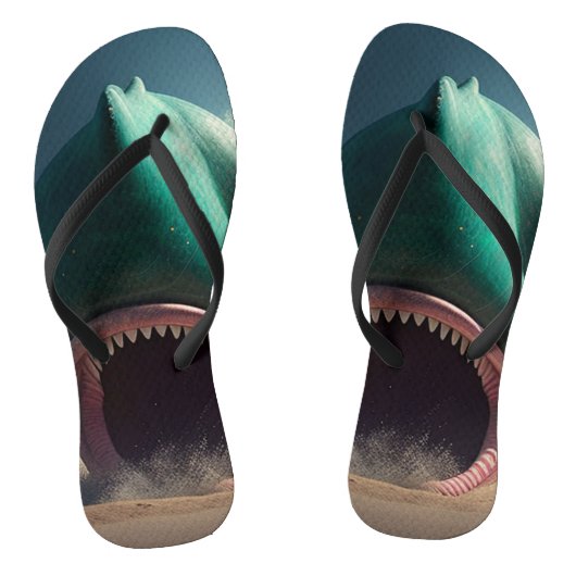 Tongs Shark sculpture on the beach (Semelle)