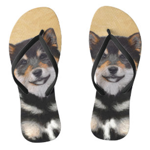 Tongs Shiba Inu (Noir et Tan) Peinture - L'art du chien