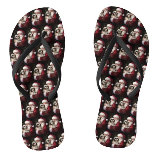 Tongs Shih Tzu Avec Noël Festif Du Père Noël (Semelle)