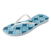 Tongs Shippo avec Motif Fleur, Bleu et Blanc (Incliné)