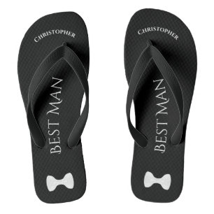 Tongs Simple Fun Best Man Name & Bow Cravate Mariage