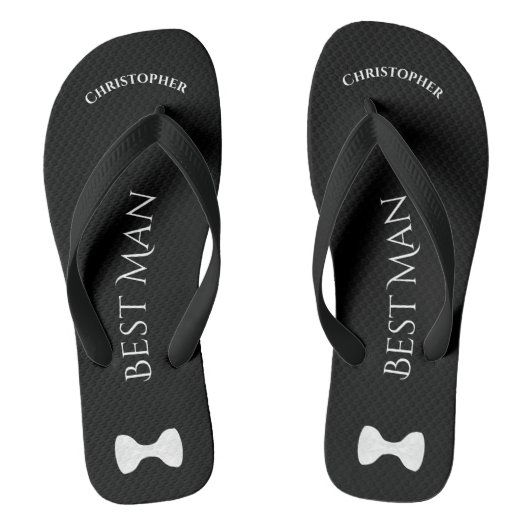 Tongs Simple Fun Best Man Name & Bow Cravate Mariage (Semelle)