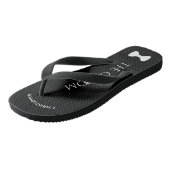 Tongs Simple Fun Groom's Name & Bow Cravate Mariage (Incliné)