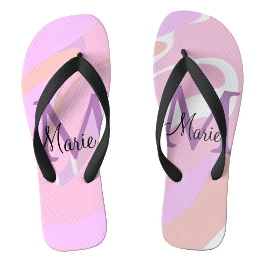 Tongs simple minimal ajouter nom monogramme rose rouge a (Semelle)