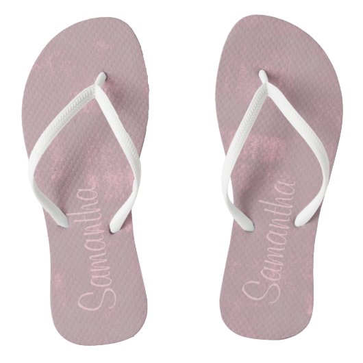 Tongs Simple rose Grey Mallow Abstrait Votre nom (Semelle)