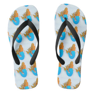 Tongs sirène à tête dorée