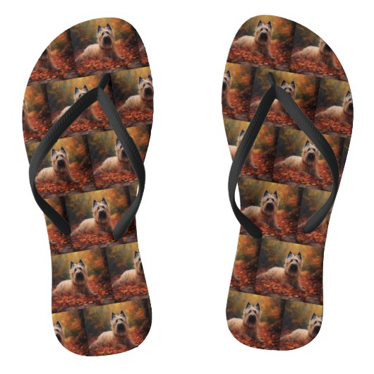 Tongs Skye Terrier dans les feuilles d'automne chute ins (Semelle)
