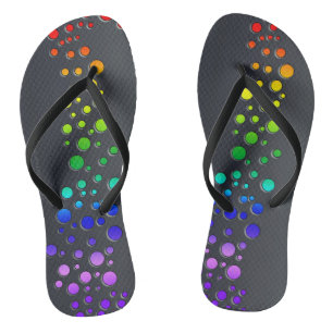 Tongs SlipperyJoe aime les bulles rouge orange jaune ver