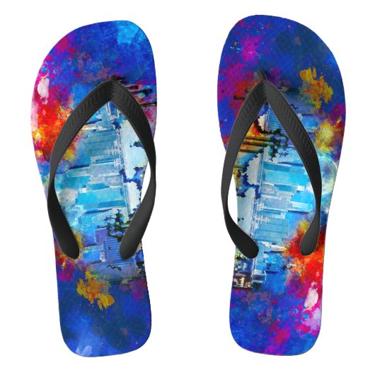 Tongs SlipperyJoe NYC graffiti lue entourée tourbillon (Semelle)