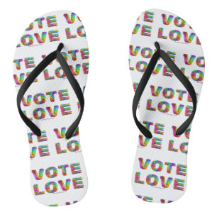 Tongs SlipperyJoe vote amour égalité fourrure arc-en-cie