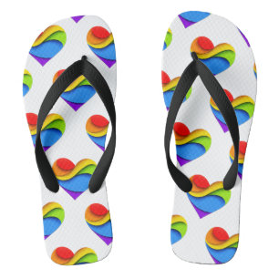 Tongs SlipperyJoe's cœur en forme arc-en-ciel rouge oran