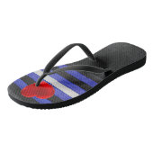 Tongs SlipperyJoe's cuir drapeau orgueil noir bleu royal (Incliné)