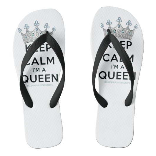 Tongs SlipperyJoe's Keep Calm Queen couronne joyaux a (Semelle)