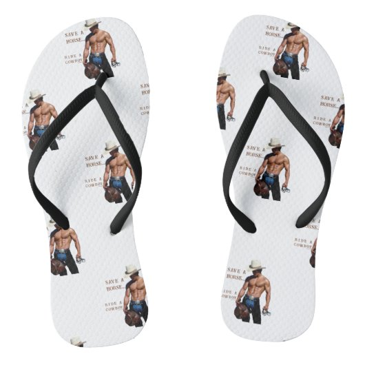 Tongs SlipperyJoe's save horse ride paille cowboy casque (Semelle)