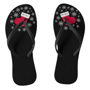 Tongs Snowflakes et Stocker Ajouter un nom Funny Christm