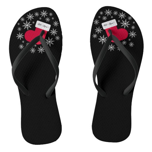 Tongs Snowflakes et Stocker Ajouter un nom Funny Christm (Semelle)