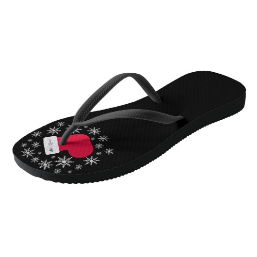 Tongs Snowflakes et Stocker Ajouter un nom Funny Christm (Incliné)