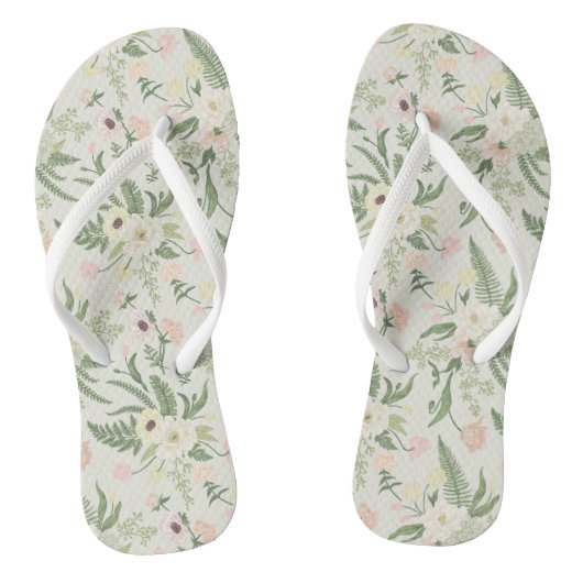 Tongs Soft Mint Green Garden Motif (Semelle)